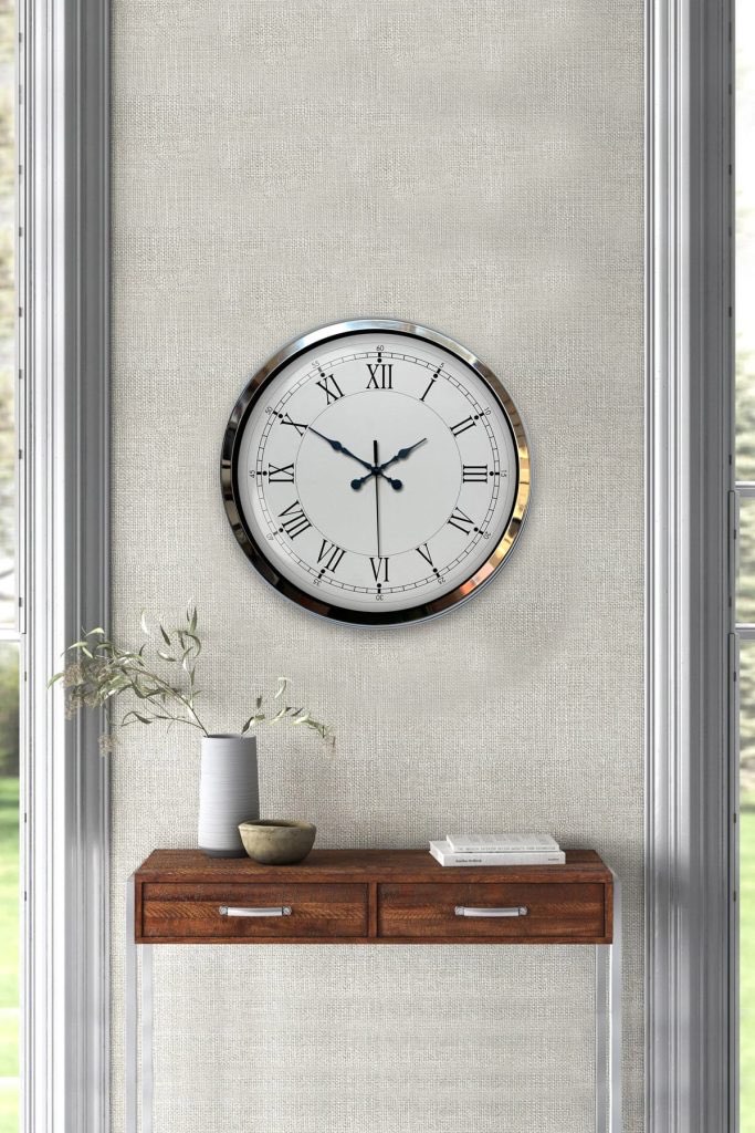 40 cm Metal Krom Retro Duvar Saati