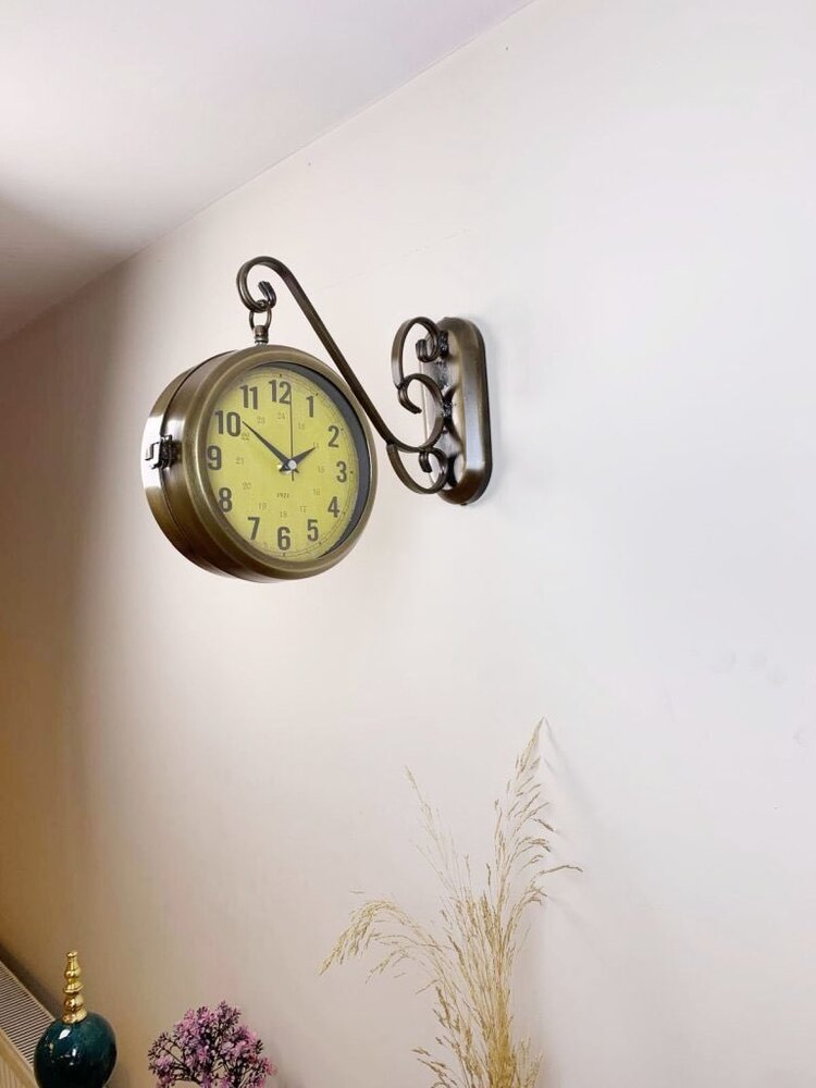 Eskitme Metal Antique İstasyon Saati 36×25 cm