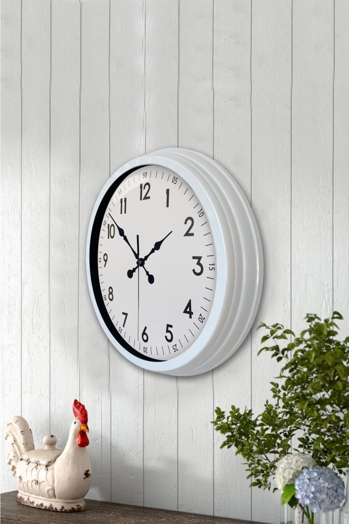40 cm Beyaz Metal Standart Duvar Saati