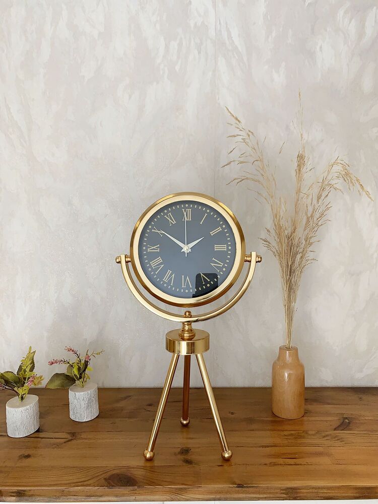 Gold Metal Mini Tripod Sade Masa Saati 45×26 cm