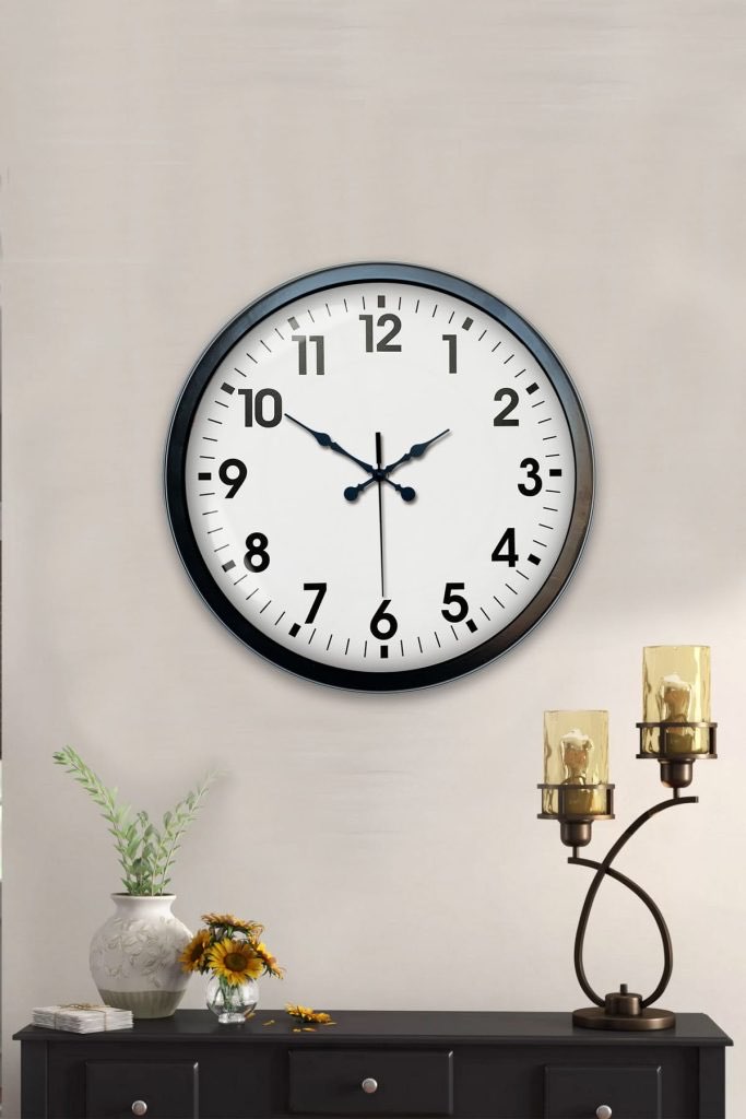 40 cm Siyah Metal Standart Duvar Saati 