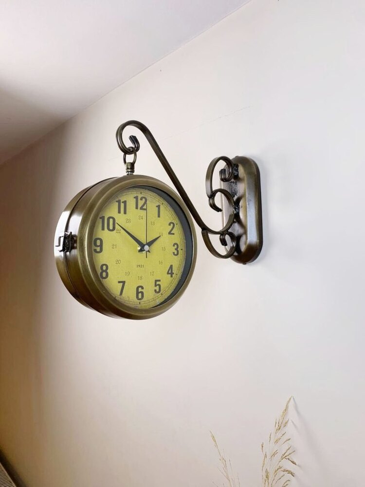 Eskitme Metal Antique İstasyon Saati 36×25 cm