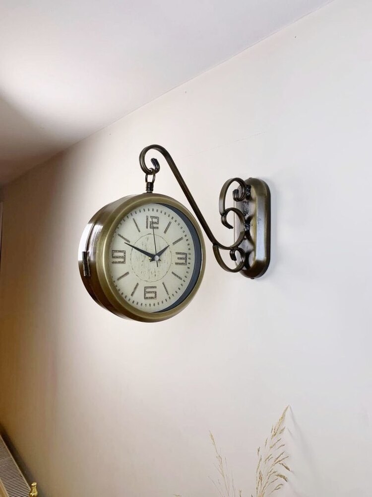 Eskitme Metal Old İstasyon Saati 36×25 cm