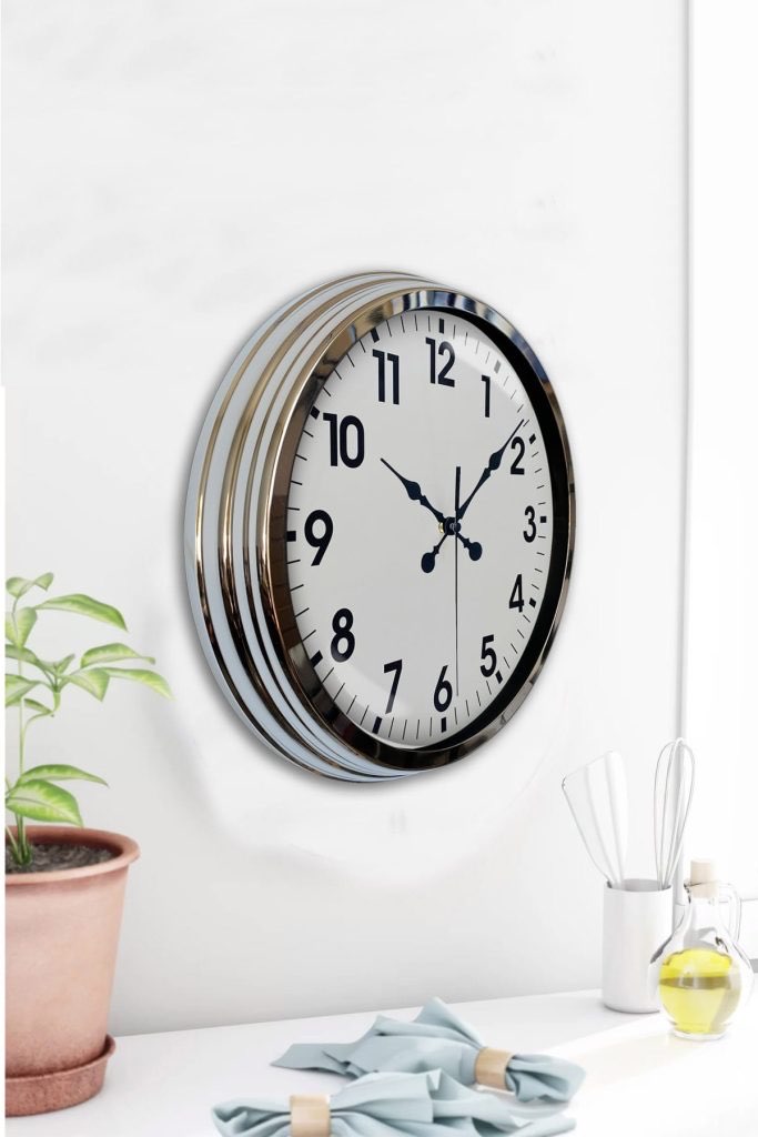 40 cm Metal Krom Klasik Duvar Saati