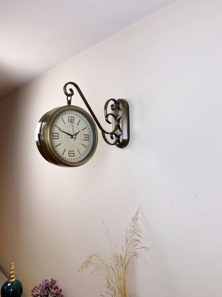 Eskitme Metal Old İstasyon Saati 36×25 cm