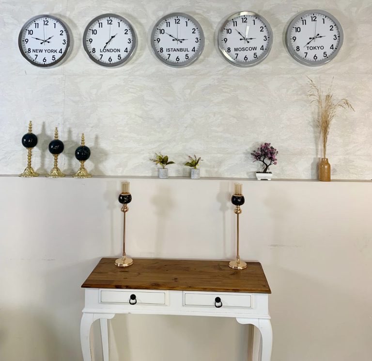 36 cm Metal 5 li Dünya Saati Duvar Saati