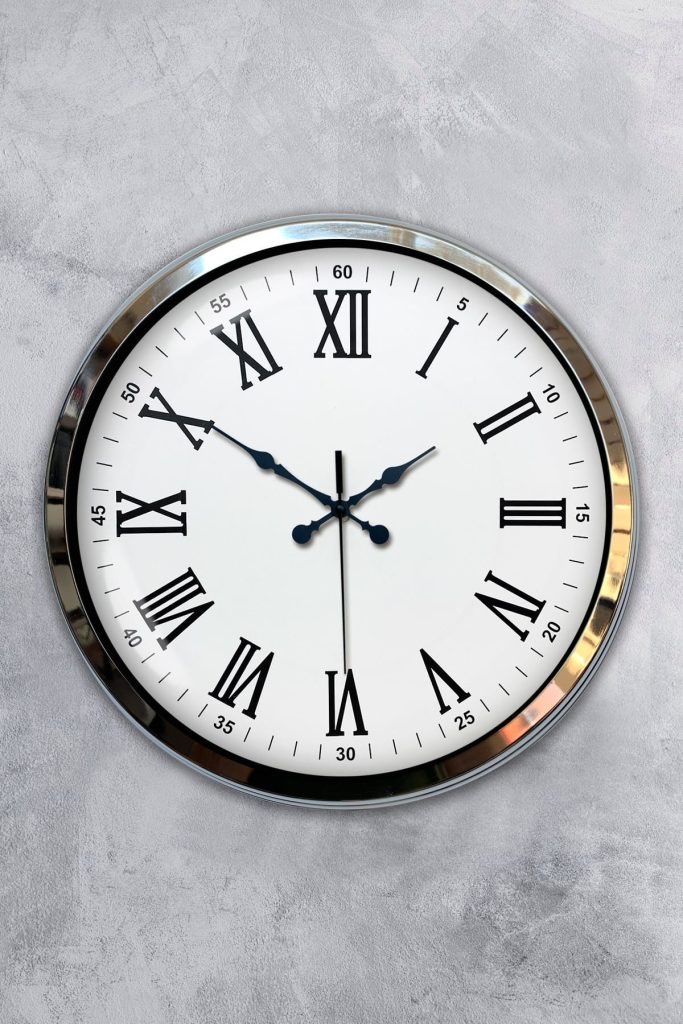40 cm Metal Krom Roma Rakamlı Duvar Saati