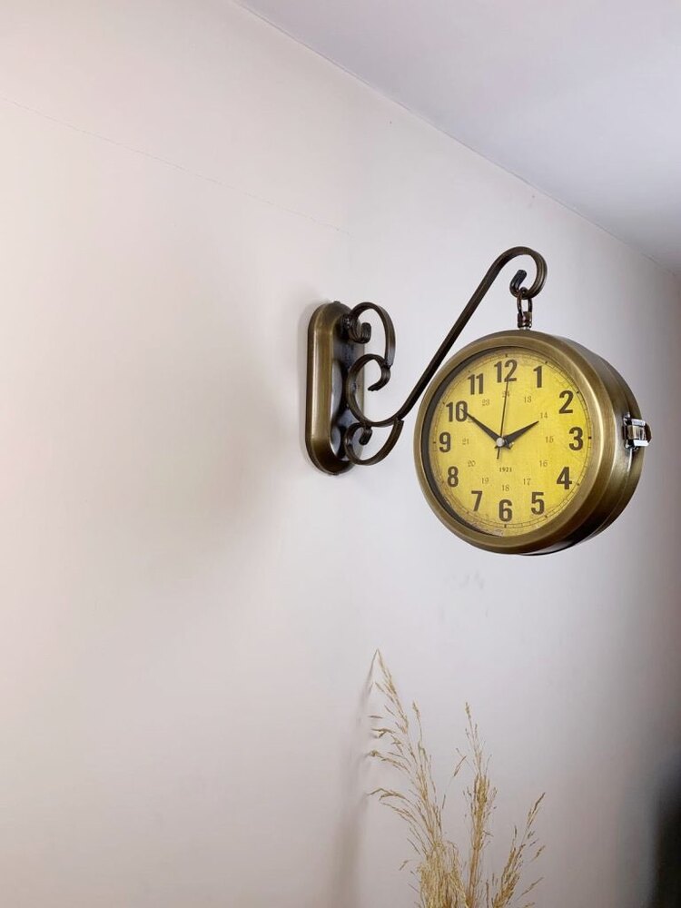 Eskitme Metal Antique İstasyon Saati 36×25 cm
