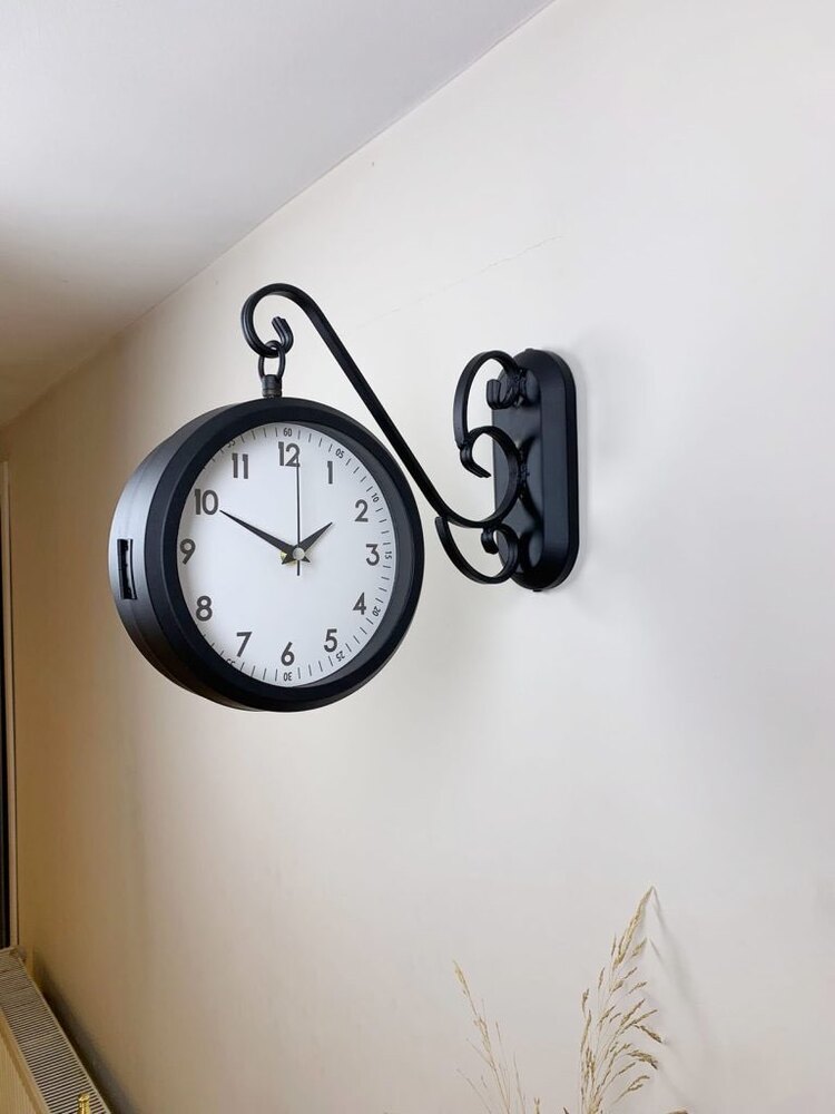 Siyah Metal İstasyon Saati 36×25 cm