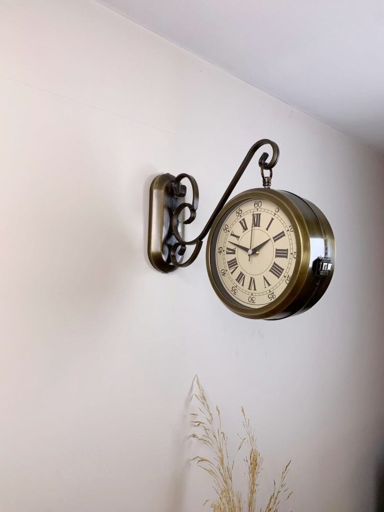 Eskitme Metal Nostalji İstasyon Saati 36×25 cm