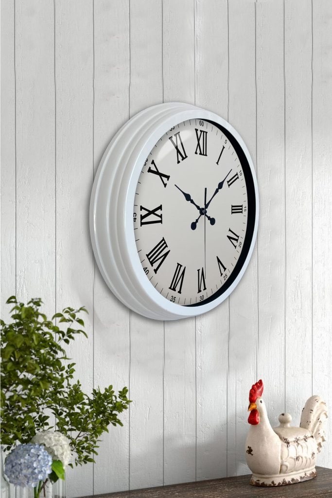 40 cm Beyaz Metal Standart Duvar Saati