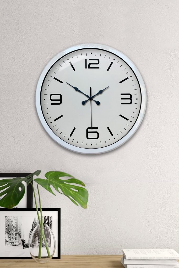40 cm Beyaz Metal Modern Duvar Saati