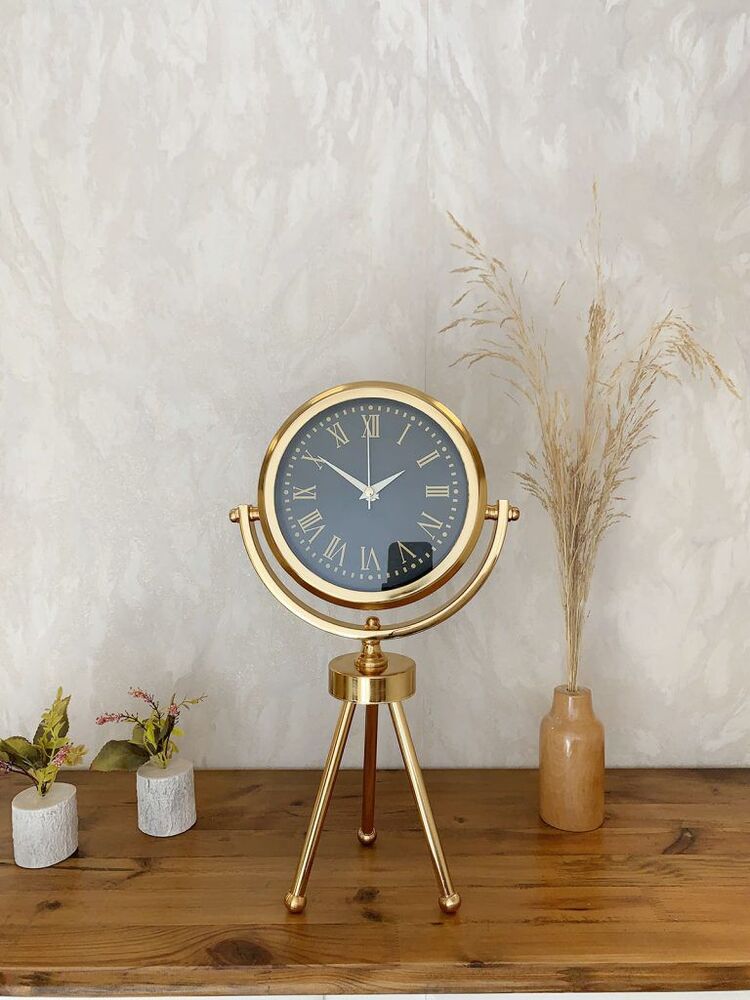 Gold Metal Mini Tripod Sade Masa Saati 45×26 cm