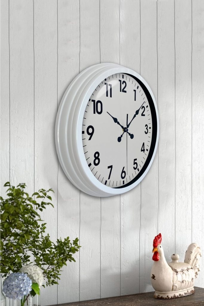 40 cm Beyaz Metal Standart Duvar Saati