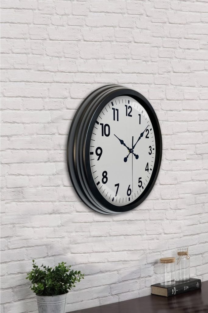 40 cm Siyah Metal Standart Duvar Saati 