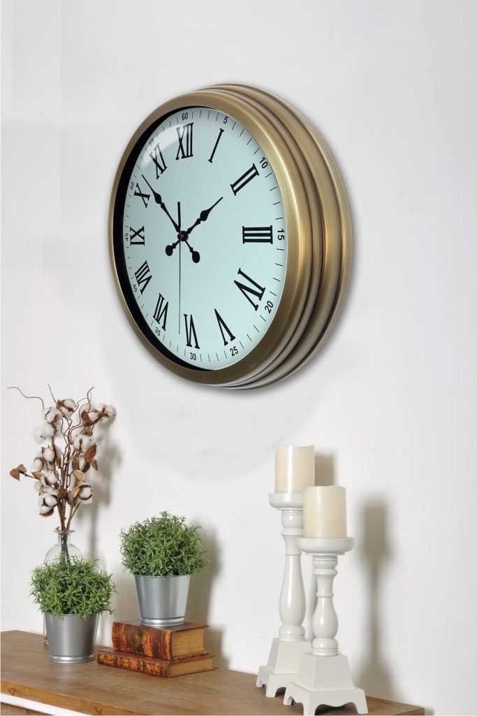 40 cm Eskitme Metal Roma Rakamlı Duvar Saati