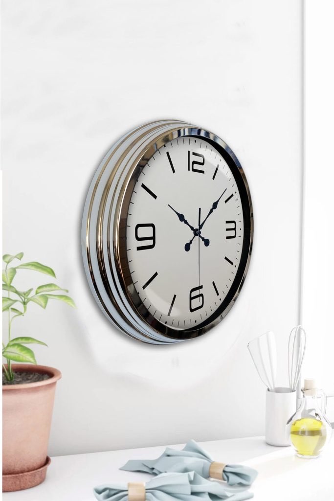 40 cm Metal Krom Modern Duvar Saati