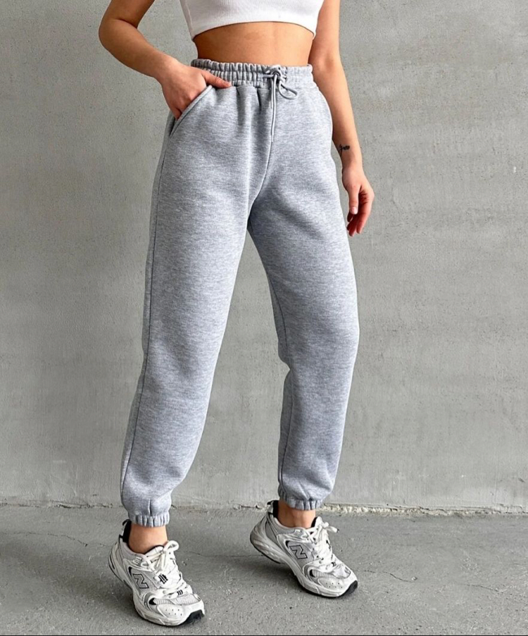 KADIN 3 İPLİK KUMAŞ POLARLI JOGGER YÜKSEL BEL EŞOFMAN ALTI