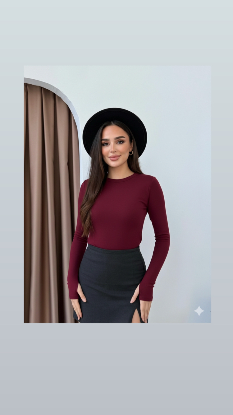 PARMAK DETAYLI BLUZ (bordo)