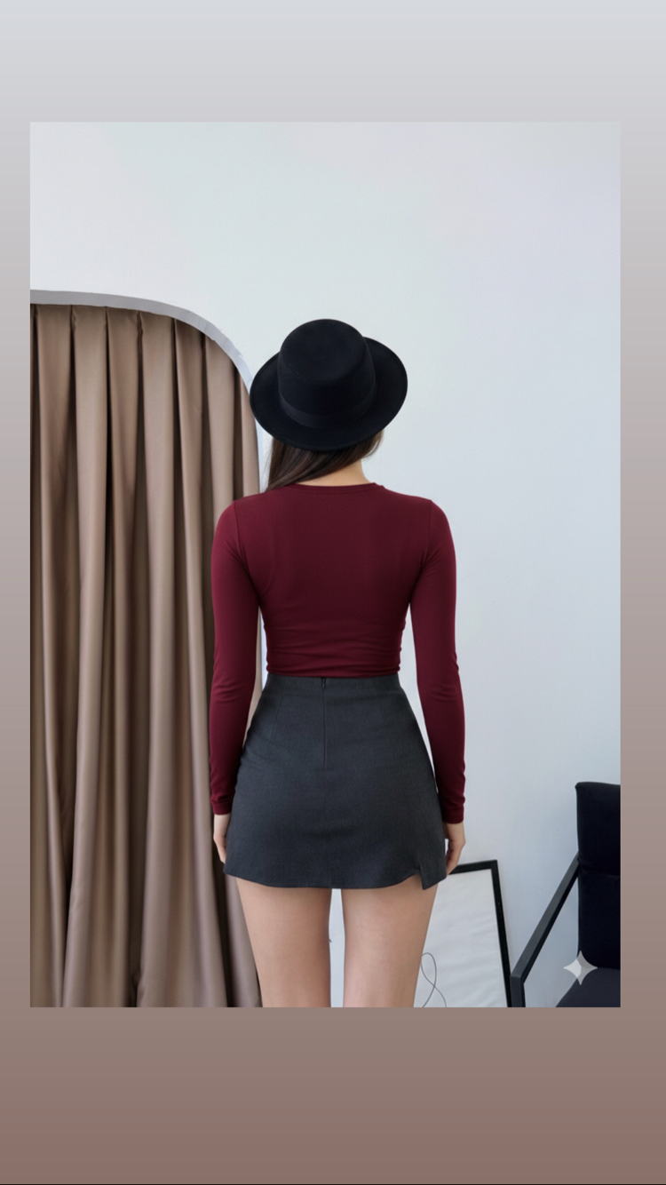 PARMAK DETAYLI BLUZ (bordo)