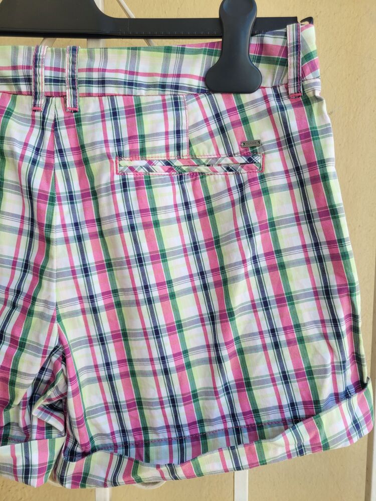 Pink and green plaid shorts