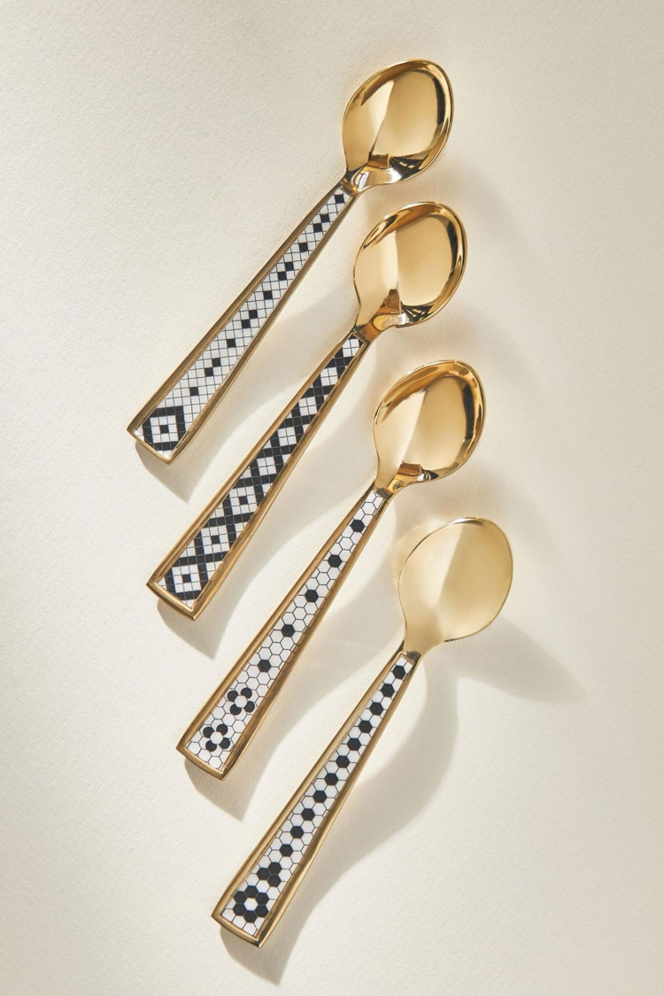 Anthropologie Bistro Tile 4'lü Gold Kaşık Seti 