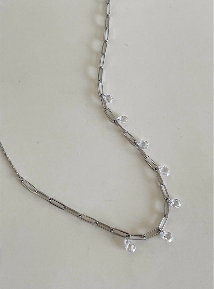 Silver Elmas Taş Kolye | Çelik