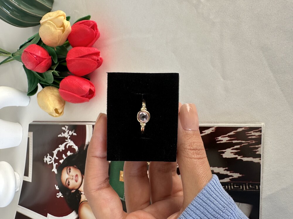 Vintage Pembe Opal Taş Yüzük | Pirinç