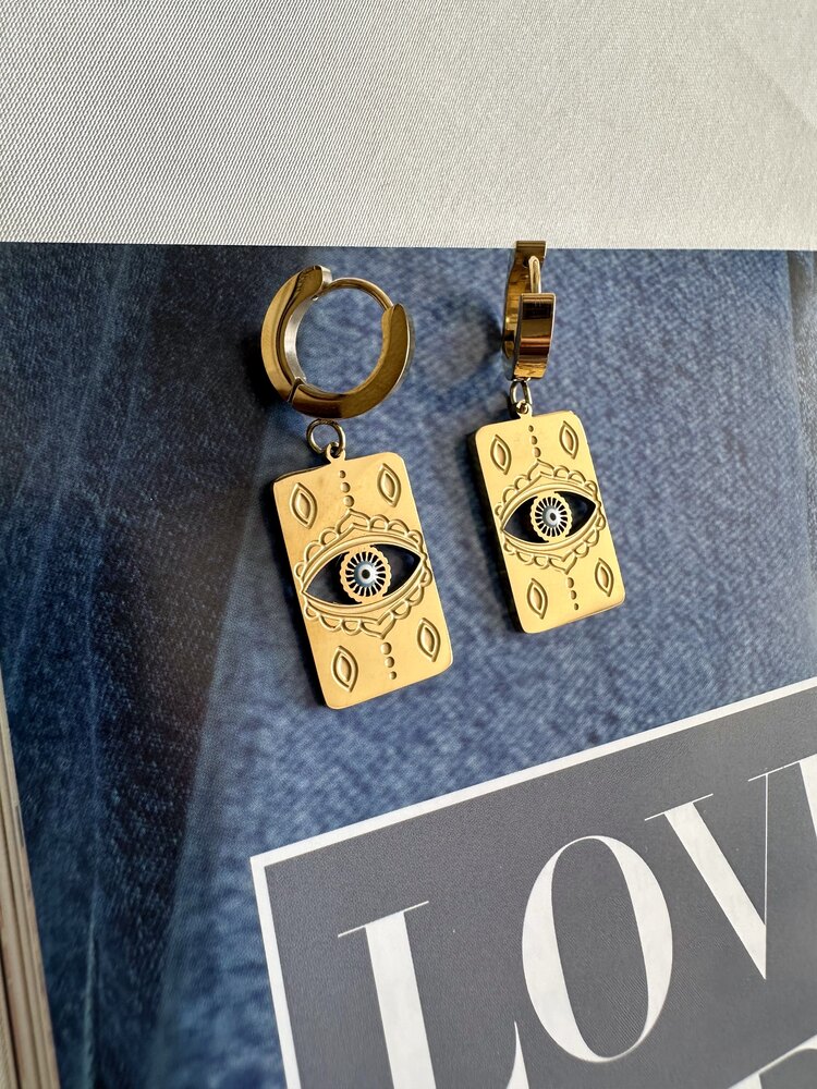 Plaka Blue Eye Küpe | Çelik