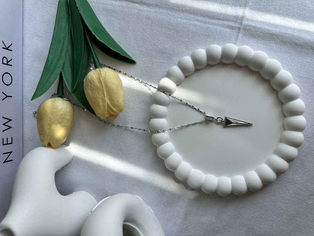 Silver Baget Detay Geometrik Kolye | Çelik