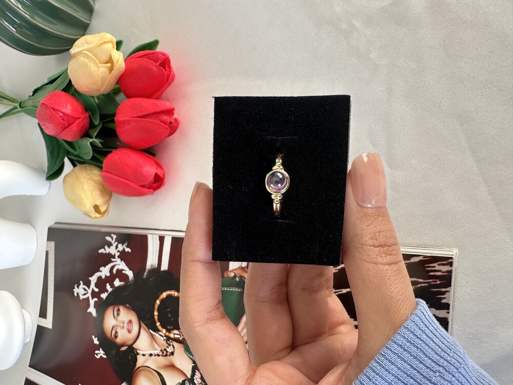 Vintage Mor Opal Taş Yüzük | Pirinç