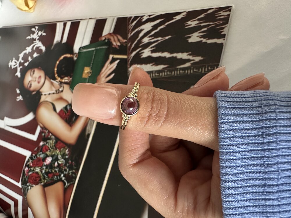 Vintage Mor Opal Taş Yüzük | Pirinç
