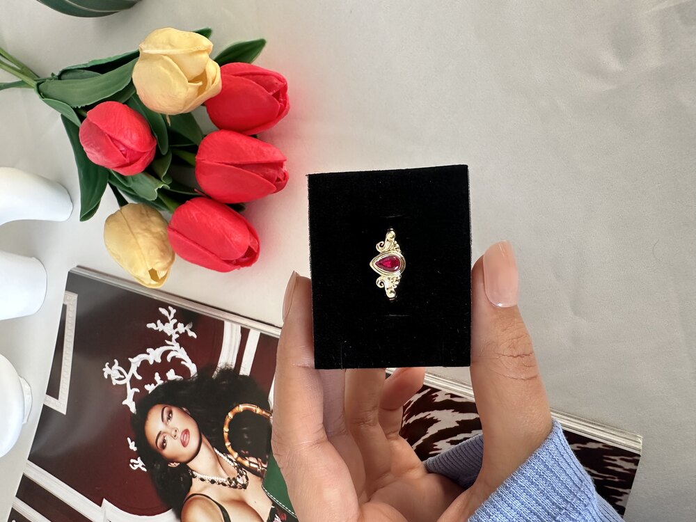 Vintage Kırmızı Princess Yüzük | Pirinç