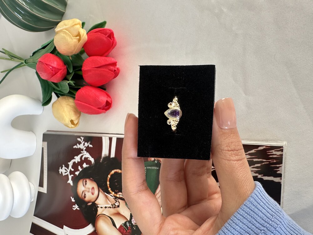 Vintage Mor Princess Yüzük | Pirinç