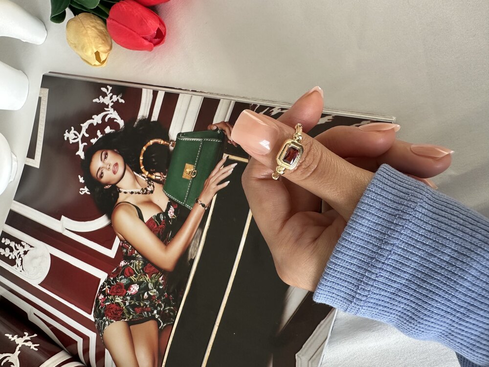 Vintage Turuncu Baget Yüzük | Pirinç