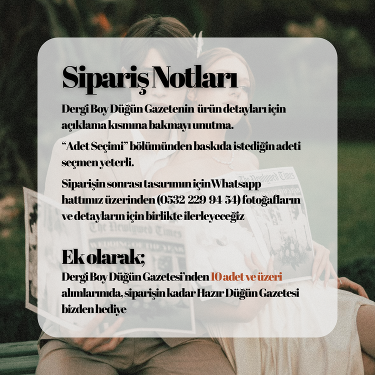 Dergi Boy Düğün Gazetesi (Kişiye Özel Tasarım)