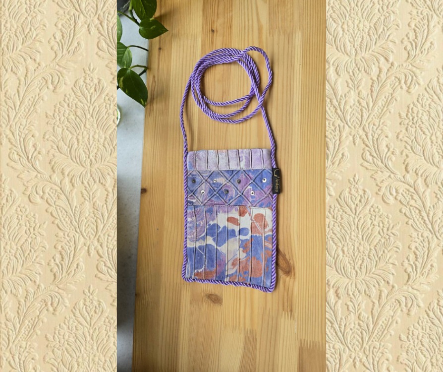 EFLATUN MOR EBRU DESENLİ KESE