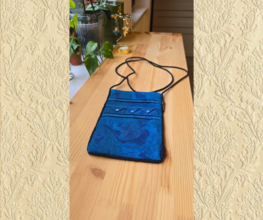 EBRU DESENLİ MAVİ KESE