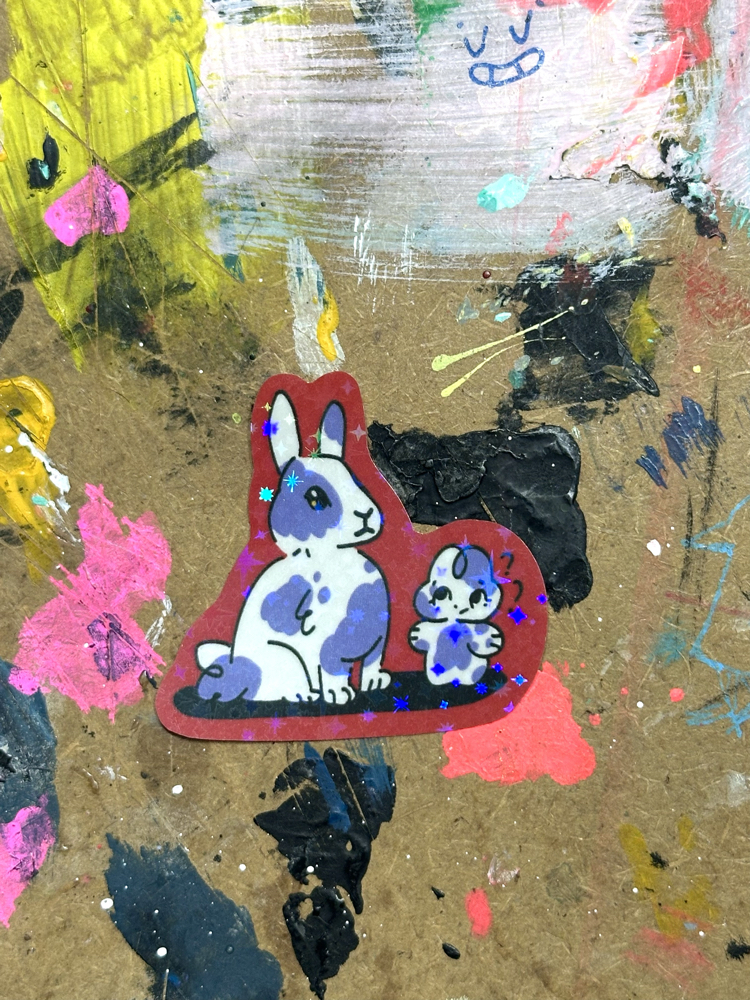 gerçek tavşan holografik sticker