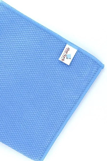 Silver Home Baklava Desen Mikrofiber Cam Bezi (40x40 cm) - Oranj & Mavi