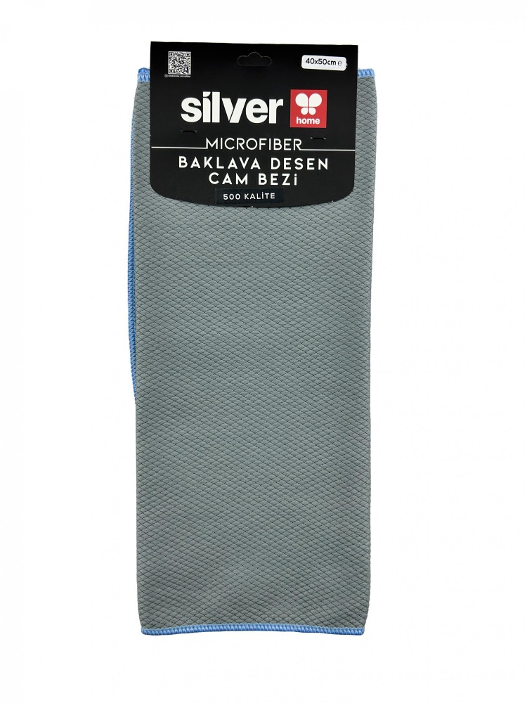 Silver Home 500 gsm 40x50 cm Double Face Baklava Desen Cam Bezi/Gri -Kartela