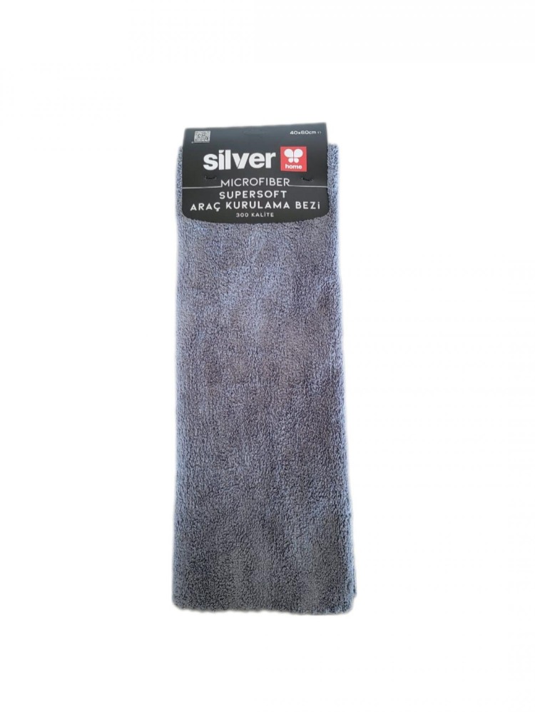 Silver Home 40x60 cm Supersoft Araç Kurulama Bezi-Kartela-Gri