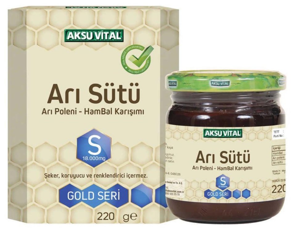 AKSU VİTAL ARI SÜTÜ BAL POLEN SÜPER DOZ (S) 18.000 MG 220 GR