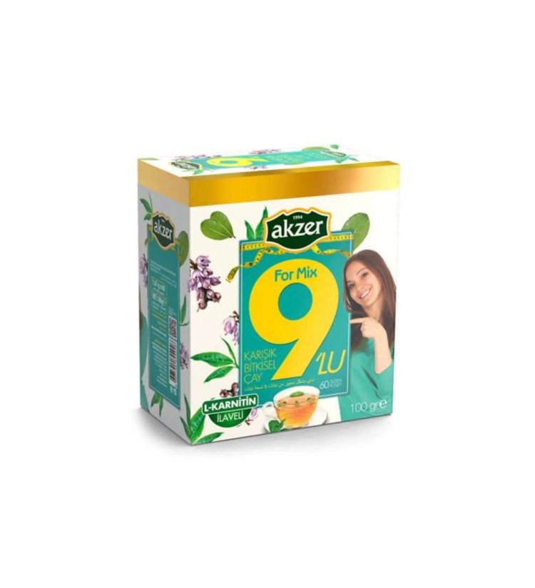 AKZER 9 LU KARIŞIK BİTKİSEL 60 POŞET ÇAY 100 GR
