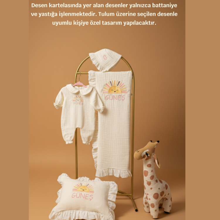 Yenidoğan Bebek Müslin Bebe Yaka 4'lü Set
