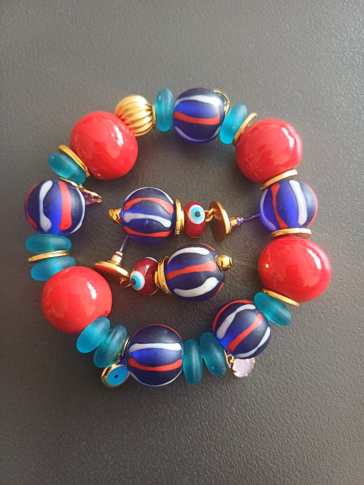 krobo bonbon bileklik ve küpe set
