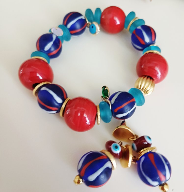 krobo bonbon bileklik ve küpe set