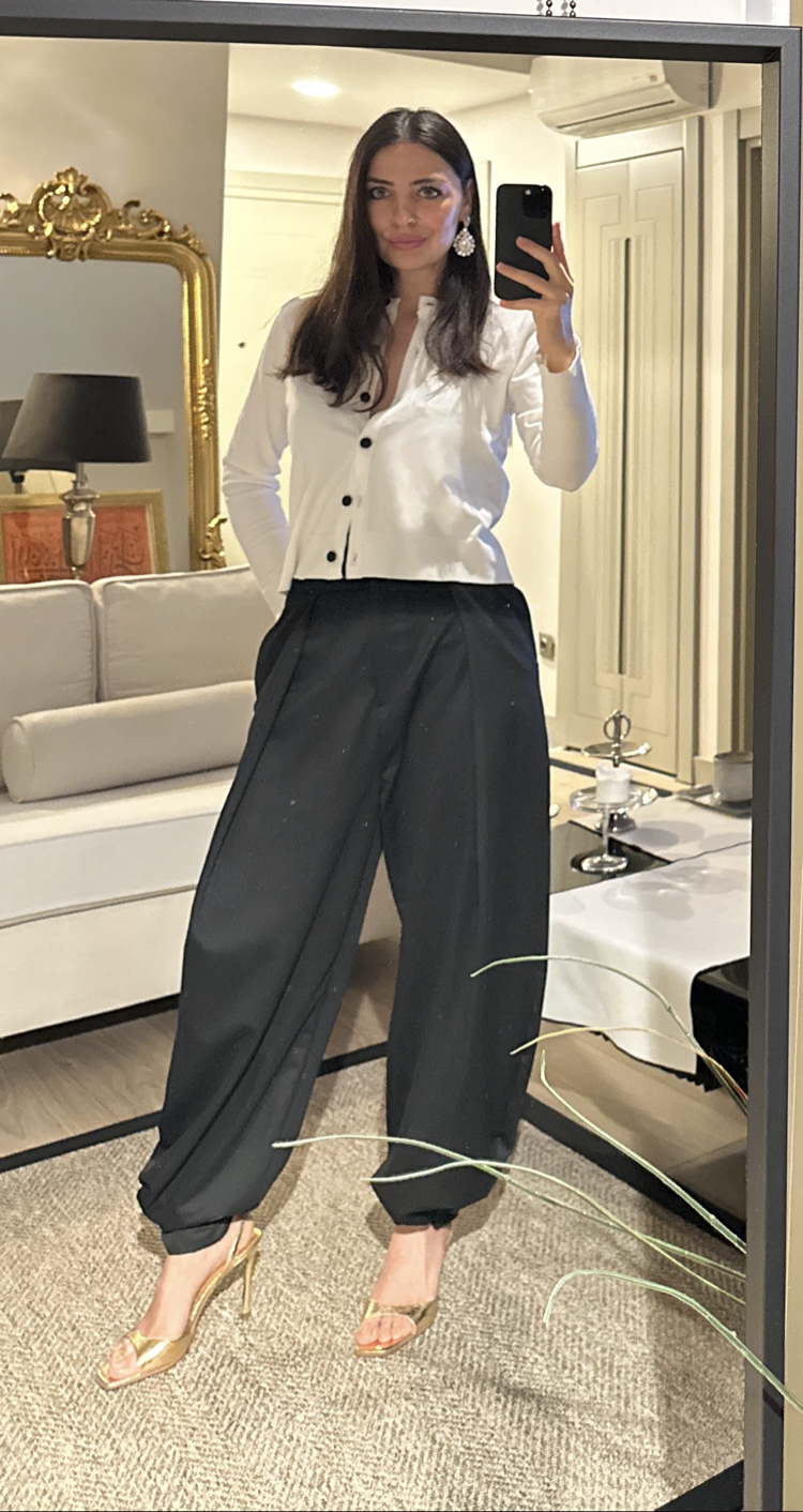 Beyaz Bisiklet Yaka Massimo Dutti Hırka