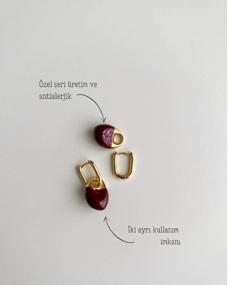 Bordo Damla Küpe