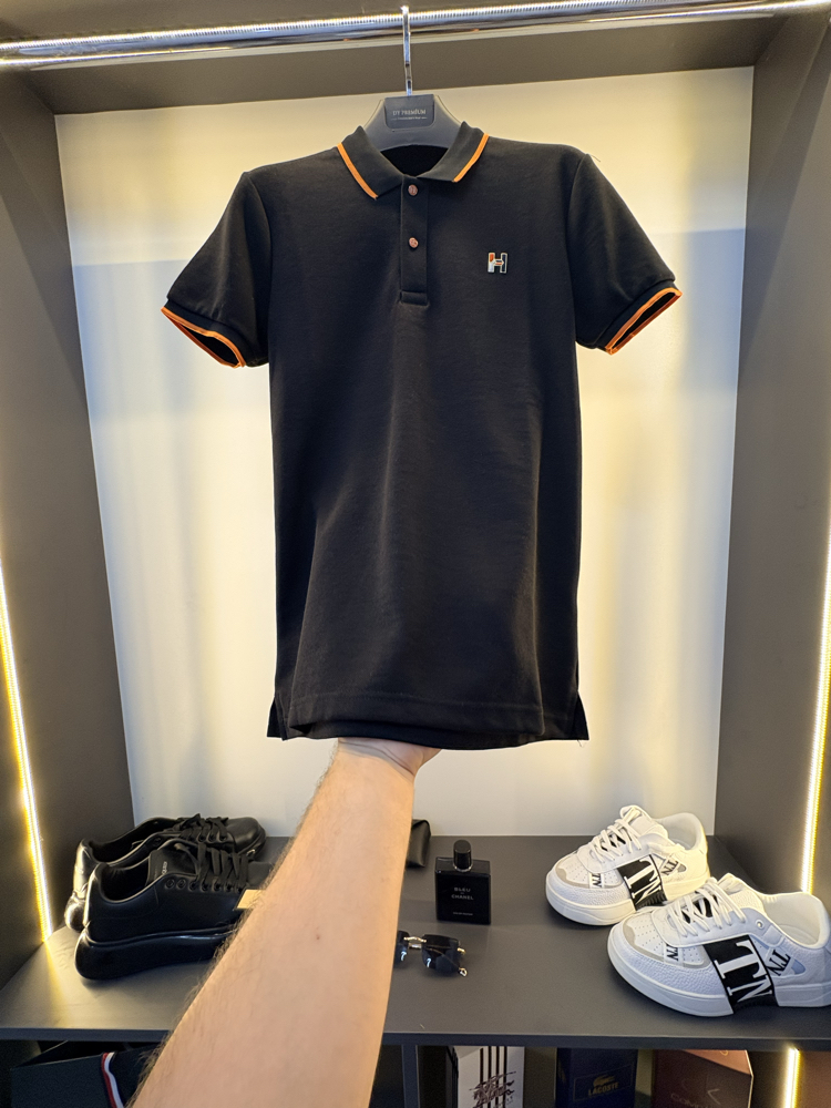 Hermes Premium Siyah Polo Yaka